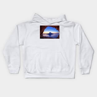 Climbing a Kalymnos Cave at Sunset Digital Painting Kids Hoodie